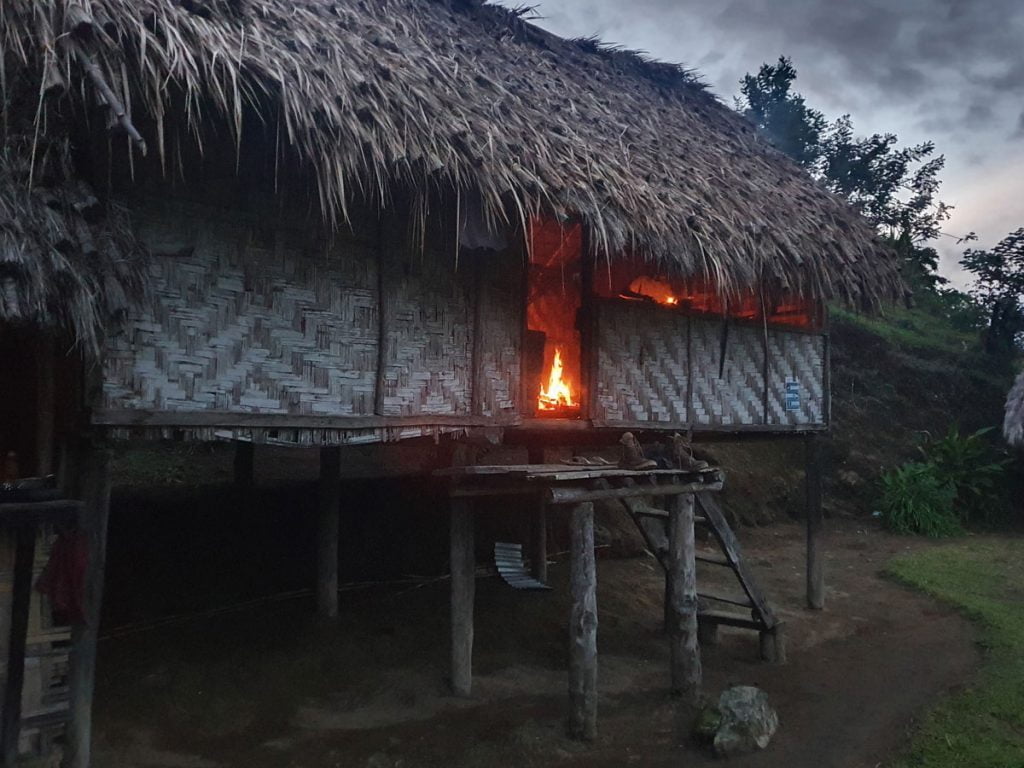 Fire in Hut Kokoda Trail