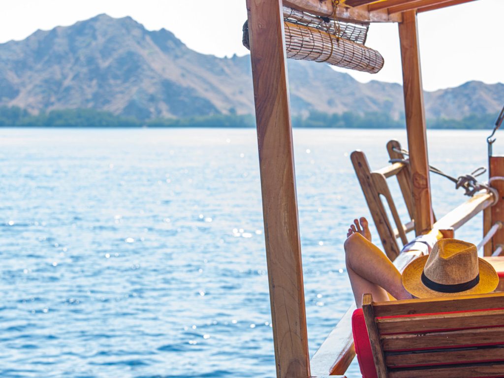 Luxury Komodo Explorer relaxing on boat